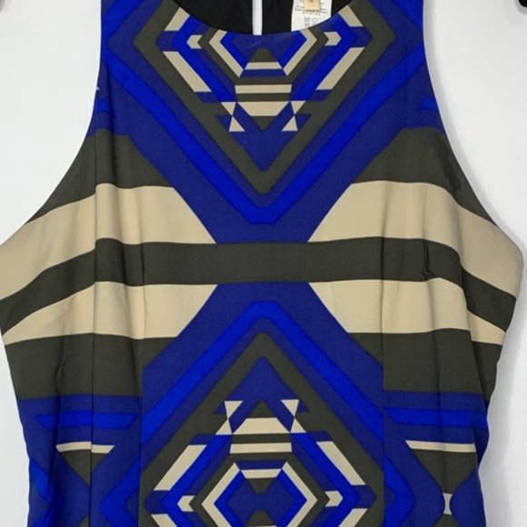 Mara Hoffman Keeper blue geometric print midi dress SZ 8 - Picture 4 of 4